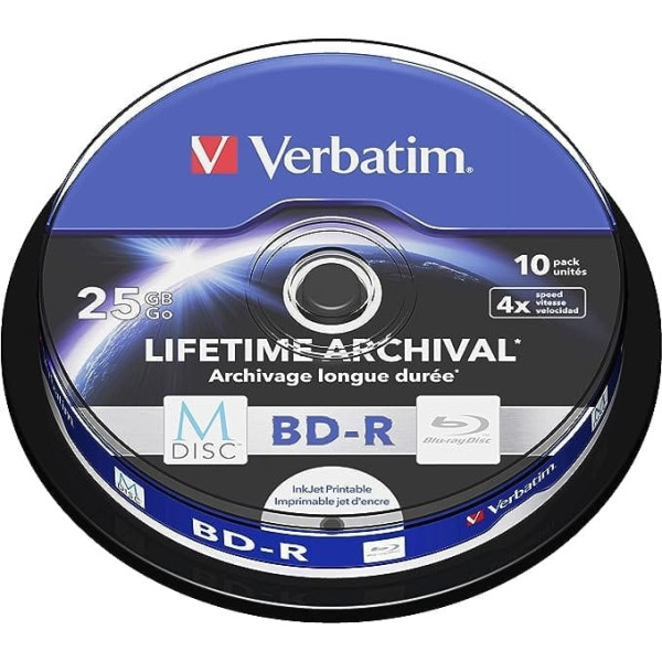 Verbatim 43825 25 GB 4x M Disc BD-R ar vārpstu (10 gb.)