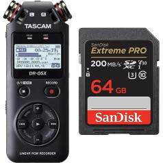 Tascam DR-05X Tragbarer Audio-Recorder & SanDisk Extreme PRO SDXC UHS-I Speicherkarte 64 GB