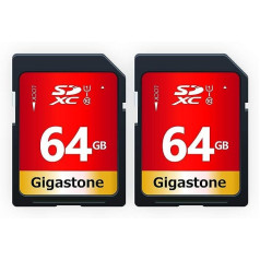 Gigastone 64GB SDXC atmiņas karte 2 pack UHS-I U1 Class 10 Līdz 80MB/s Canon Sony Nikon Olympus PC digitālajām kamerām