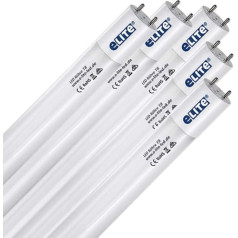 ELITE LED Tube T8 120 cm īpaši spilgts 3000 lm 20 W 840 4000 K Universāls balts stikls 330 grādu viendabīga gaisma Izturīga 50 000 h 5 gadi Garantija 26 mm Diametrs Ietver 5 sākuma komplektu