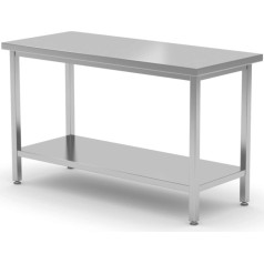 Centrālais darba virsmas galds ar plauktu Kitchen Line 800 x 600 x 850 mm - Hendi 816189