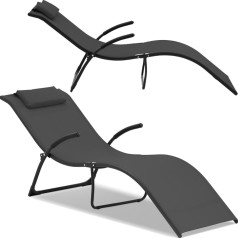Saliekams dārza klāja krēsls ar FALA galvas balstu līdz 160 kg melns