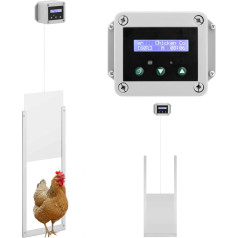 Automātisks vistu kūts durvju atloks ar gaismas sensoru, ar akumulatoru darbināms 6V LCD