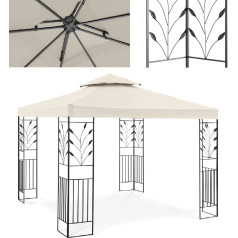 Dārza paviljona dekoratīvā lapene salokāma 3 x 3 x 2,6 m krēmkrāsas