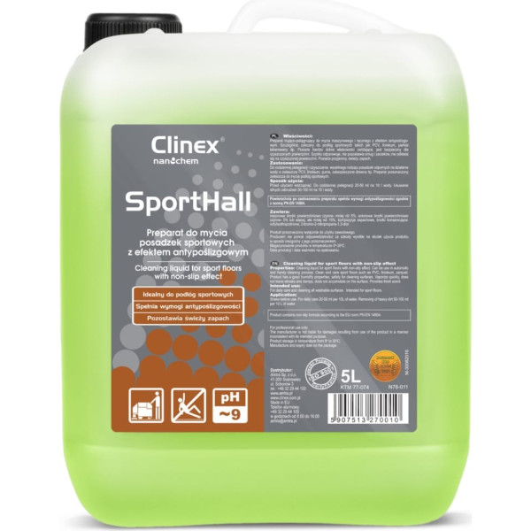 CLINEX SportHall 5L neslīdošs PVC linoleja tīrītājs parketa grīdām sporta zālēs