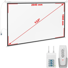 Projekcijas ekrāns, sienas griesti, matēts balts 133'' 302x201 cm 16:9