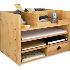 Полка-органайзер Navaris Bamboo Desk, 33 x 24 x 26 см, деревянный лоток для писем для стола, офиса, стола, легко моется