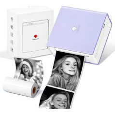 Pārnēsājams fotoprinteris Phomemo M02 Mini, bezvadu Bluetooth viedtālruņu printeris, mazs termouzlīmju printeris tālruņiem un planšetdatoriem, Ziemassvētku dzimšanas diena bērniem, violets