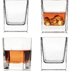 Kemstood Whisky Glasses Set Crystal Glass for Gin, Vodka, Rum, Whiskey - Cocktail Tumbler Set of 4 - Gifts for Men with Gift Box