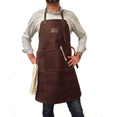 Barbecue Apron 100% Genuine Leather Very Elegant Gift Best Quality Dark Brown Genuine Leather Work Apron Welding Apron Leather 57 x 82 cm 1.5 mm, brown