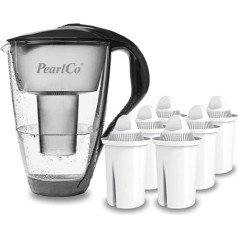 PearlCo stikla ūdens filtrs (antracīts) iesk. 6+1 filtru kasetnes (saderīgas ar Brita® Classic)