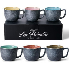 MIAMIO - 6 x 470 ml kafijas krūzes / tasīšu komplekts / kafijas krūze liela / modernas kafijas krūzes izgatavotas no keramikas - Las Palmitas kolekcijas komplekts no 6