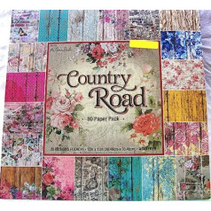 Country Road Papīra studijas bārs Nwood Shabby Chic Vintage ziedu Damaska — 12 x 12 albums, kāršu izgatavošanas papīra iepakojums, 80 loksnes no Paper Studio