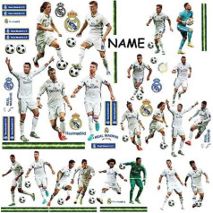 '66 Piece Set _ XL Window Decoration _ Football Team Real Madrid Club de Futbol/fcm Football Club – For Play & Decoration Window Sticker Decal – Self-Adhesive + Reusable Window/Mirror/Window Decorative Window Film for Children's Rooms Poster Sticker Crist