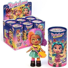 KOOKYLOOS Party Time Series - Box of 6 Collectible Dolls with Fashion Accessories, Clothing, Shoes and Toys with 3 Funny Expressions Version A