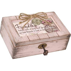 Cottage Garden Friendship Travel with Hearts Blush Pink Medallion Petite Music Box Plays Edelweiss