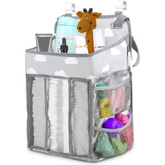 Hossejoy piekarināmo autiņu organizators Premium Caddy pakarināšanai, autiņu maiņai, Autiņbiksītes gultiņu uzglabāšanai un bērnudārza iekārtošanai, Unisex, Baby Grey