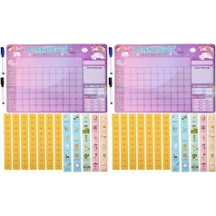 NUOBESTY 2 Pieces Magnetic Behaviour Reward Magnetic Behaviour Chart Magnetic Sticker Table Magnetic Stars Reward Chart Chart Set