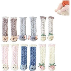 3D Baby Winter Fluffy Fuzzy Slipper Socks,3/6pair Cute Animal Warm Fleece Knee Sock,for 0-4 years old babies (6pair)