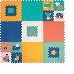 LUDI - Giant Baby Floor Mat - Thick Foam Tiles - Geometric and Animal Puzzle - 10 Months +