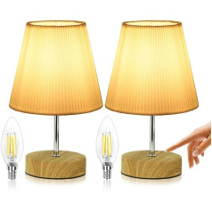 Hslighting Bedside Lamp Touch Dimmable: Table Lamp Touch Dimmable Control Modern LED Table Lamp Retro with Bulb for Reading Living Room Children's Room Fabric Shade for Bedroom Hotel or Cafe Beige