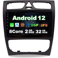 Android 12 automašīnas radio priekš Mercedes Benz G klase W463 C W203 CLK W209/C209, SWTNVIN 9 collu IPS skārienekrāns Iebūvēts Carautoplay Android automašīnu GPS DSP SWC WiFi DAB (2GB+32GB)