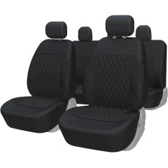 Toyoun Car Seat Covers Universal Set Black - Car Seat Covers Complete Set - Car Seat Protector / Slipcovers Universal Fitting Car, 2 Front Seat Covers, 1 Rear Seat Cover