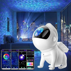 Chiclew LED zvaigžņoto debesu projektors 360° regulējams, Space Dog Galaxy projektors ar tālvadības pulti / lietotņu vadību, Star projektora iebūvēts Bluetooth skaļrunis un baltais troksnis bērniem