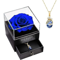 MINCHEDA Real preserved rose, jewellery gift box with necklace, gift for her, gift for Valentine's Day, Mother's Day, anniversary, birthday, wife, girlfriend, women