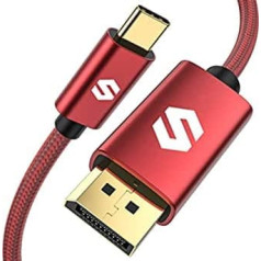 Silkland USB C DisplayPort kabelis 2 m (4K @ 60 Hz, 2K @ 144 Hz), [Red 2022 Limited Edition] Thunderbolt 3 uz DisplayPort kabelis, kas ir savietojams ar MacBook Pro/Air, iPad Pro 2020/2018, XPS 15/13, Surface Galaxy S21