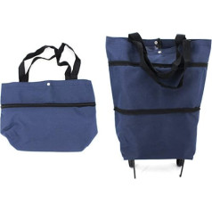 Gearific Foldable Trolley Bags Shopping Bag Oxford Cloth Foldable Shopping Bag with Wheels Shopping Cart for Home Supermarket (Indigo)