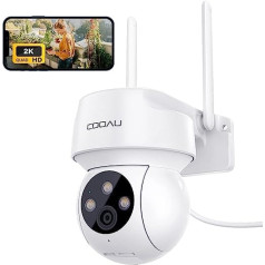 Cooau (Upgraded) 2K Outdoor Surveillance Camera, PTZ WLAN Camera, Outdoor IP WiFi Camera, Surveillance Outdoor with Human Detection, Auto Tracking, 24/7 Recording, Night Vision in Colour, Cloud Storage