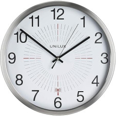 Unilux Radio-Controlled Outdoor Wall Clock, 35.5 cm, Silver