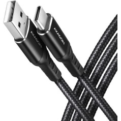 Action Bucm-am10ab usb-c - usb-a cable, 1.0m usb 2.0, 3a, aluminum, black braid