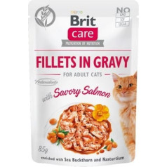 Brit care cat fillets in gravy savory salmon 85g