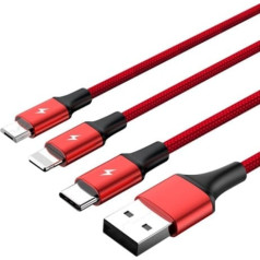 Unitek 3-in-1 usb uzlādes kabelis - usb-c / microusb / lightning, 1,2m; c4049rd