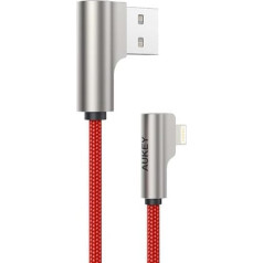 Aukey cb-al04 red oem nylon usb - lightning cable | 1m | plugs90 degrees | mfi certificate