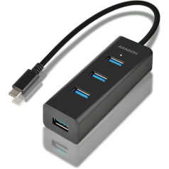 Action Hue-S2C 4 portu USB 3.2 Gen 1 uzlādes centrmezgls, MicroUSB, 40 cm USB-C kabelis