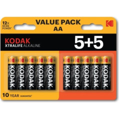 Kodak sārma baterijas xtralife aa lr6 5 + 5 (10 iepakojumi)