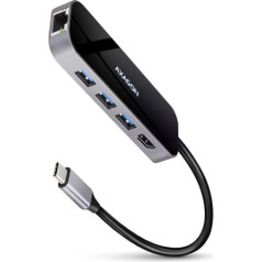 Action HMC-6GL tīkla karte 3x USB-A, HDMI, RJ-45, USB 3.2 Gen 1 Hub, PD 100W 20cm USB-C kabelis