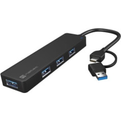 Natec Usb-c centrmezgls 4 porti Mayfly melns + usb-a adapteris