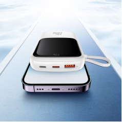 Powerbank Baseus Qpow PRO with cable, USB-C, 2xUSB, 10000mAh, 20W (White)