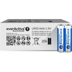 Everactive aaa/lr03 sārma baterijas ierobežotas zilas sārmainās - 40 gab alev03s2bk