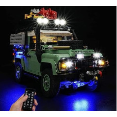 cooldac LED gaismas komplekts Lego 10317 Land Rover Classic Defender 90 komplektam, LED apgaismojuma komplekts saderīgs ar Lego 10317 tālvadības pults versiju (tikai gaismas, nav Lego modeļu)