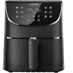 Cosori Air Fryer 5,5L XXL, Fryer, karstā gaisa cepeškrāsns ar digitālo LED skārienekrānu, 11 programmas, iepriekšēja uzsildīšana un uzturēšana, kratīšanas režīms, 100 recepšu buklets, eļļa nav iekļauta, 1700 W