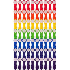 70 clothes pegs in rainbow design with white handles for delicate laundry with soft grip, latest staple technology with compression springs, durable and sustainable
