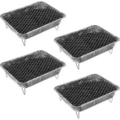 4 x alumīnija vienreizējās lietošanas grils ar grila oglēm un vieglāks alumīnija piknika grils kempingā vienreizējās lietošanas grils piknika grils