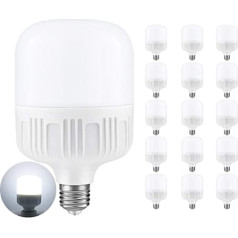 E27 LED Cool White 26W LED E27 spuldze Aizstāj 250W spuldzi 2600lm, E27 LED spuldzes 6000K, bez mirgošanas, AC 220VV, 360° stara leņķis, nav aptumšojams - iepakojumā 15