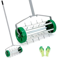 Colwelt Rolling Lawn aerators Lieljaudas manuāls zāliena aerators Dārza pagalms Rotisserie zāliena aerators Dārza zāliena rīks ar 48 collu tērauda rokturi