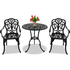 'Centurion Supports Bangui Garden & Patio Table & 2 Chairs Bistro Set Aluminium Black